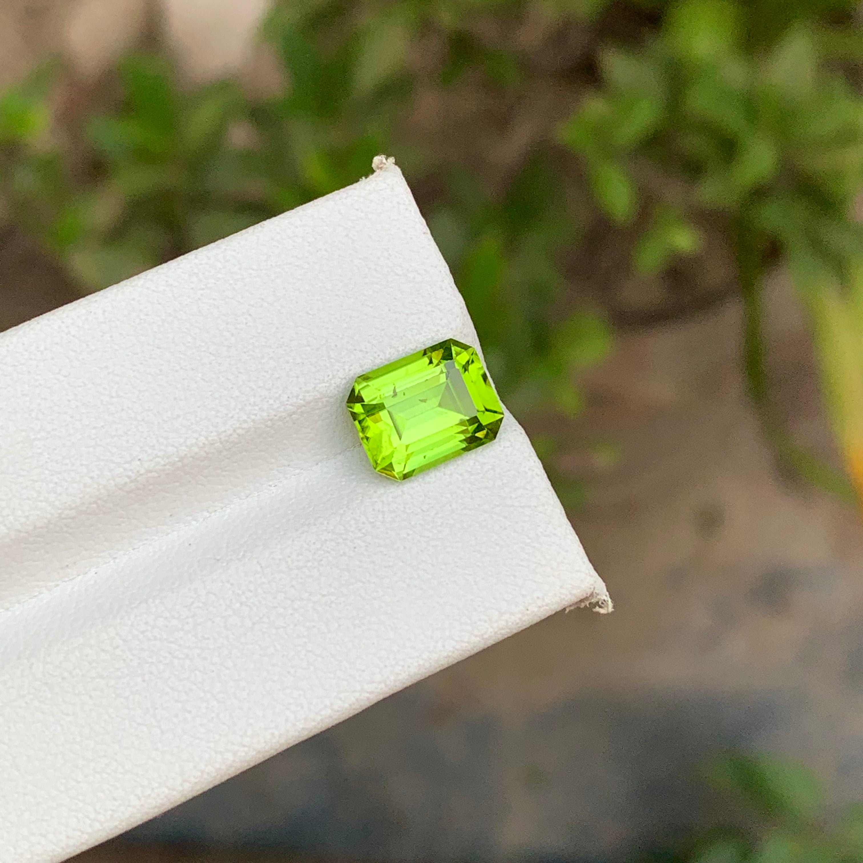 3.75 Carats Emerald Cut Apple Green Peridot From Pakistan