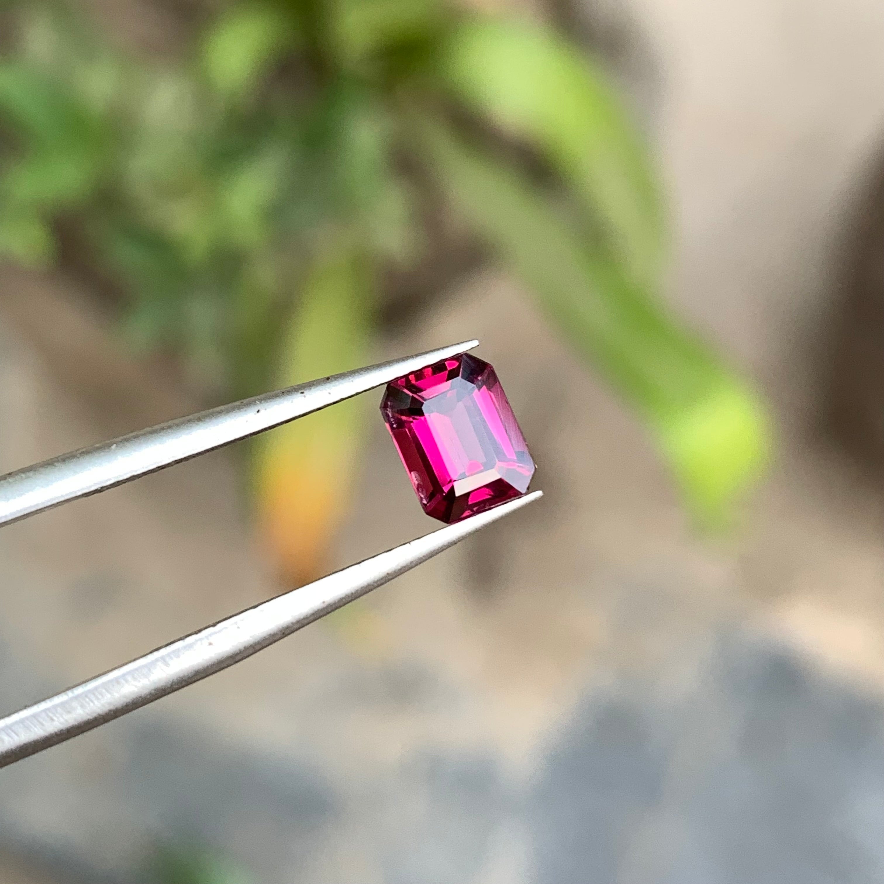 1.15 Carats Emerald Cut Hot Pink Rhodolite Garnet