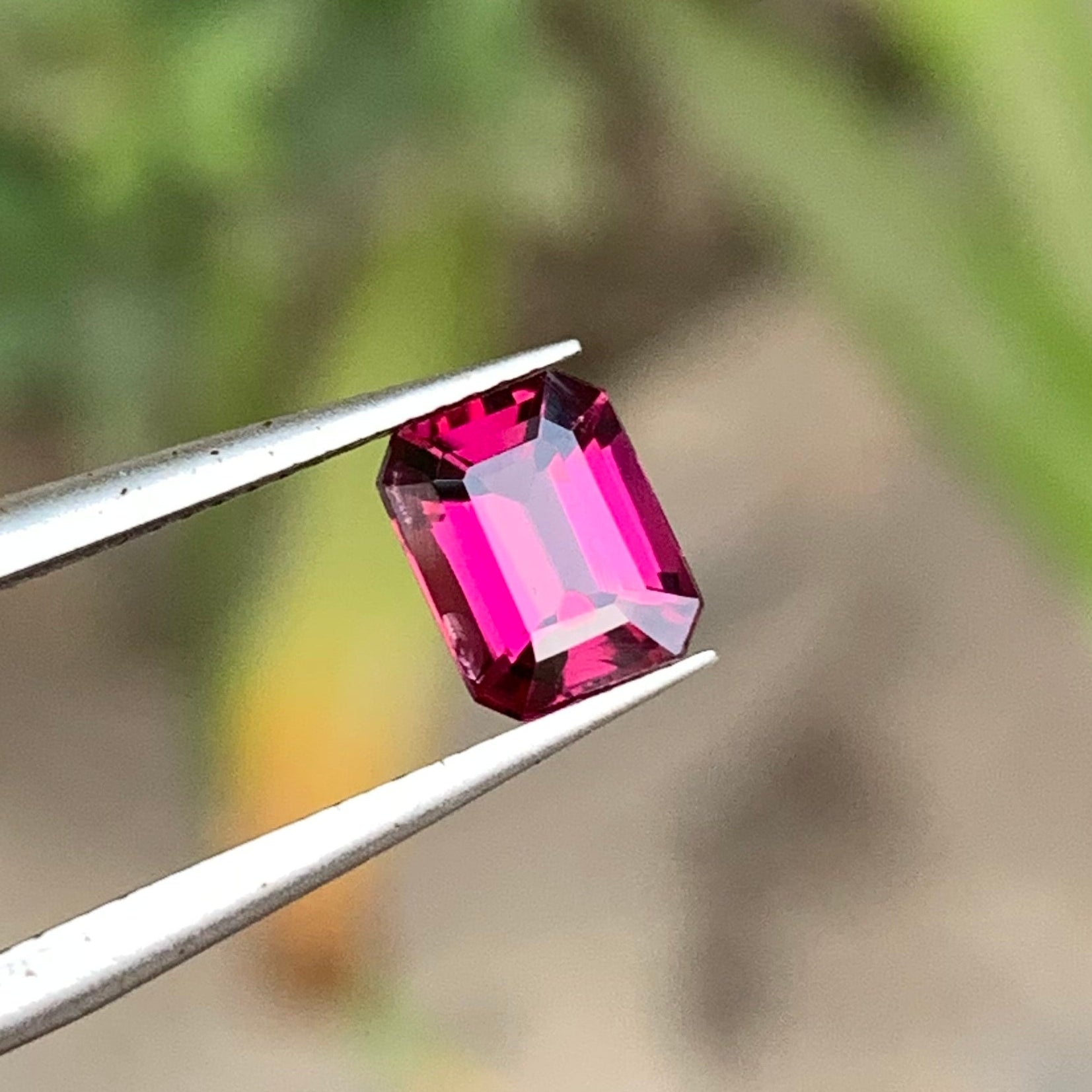 1.15 Carats Emerald Cut Hot Pink Rhodolite Garnet