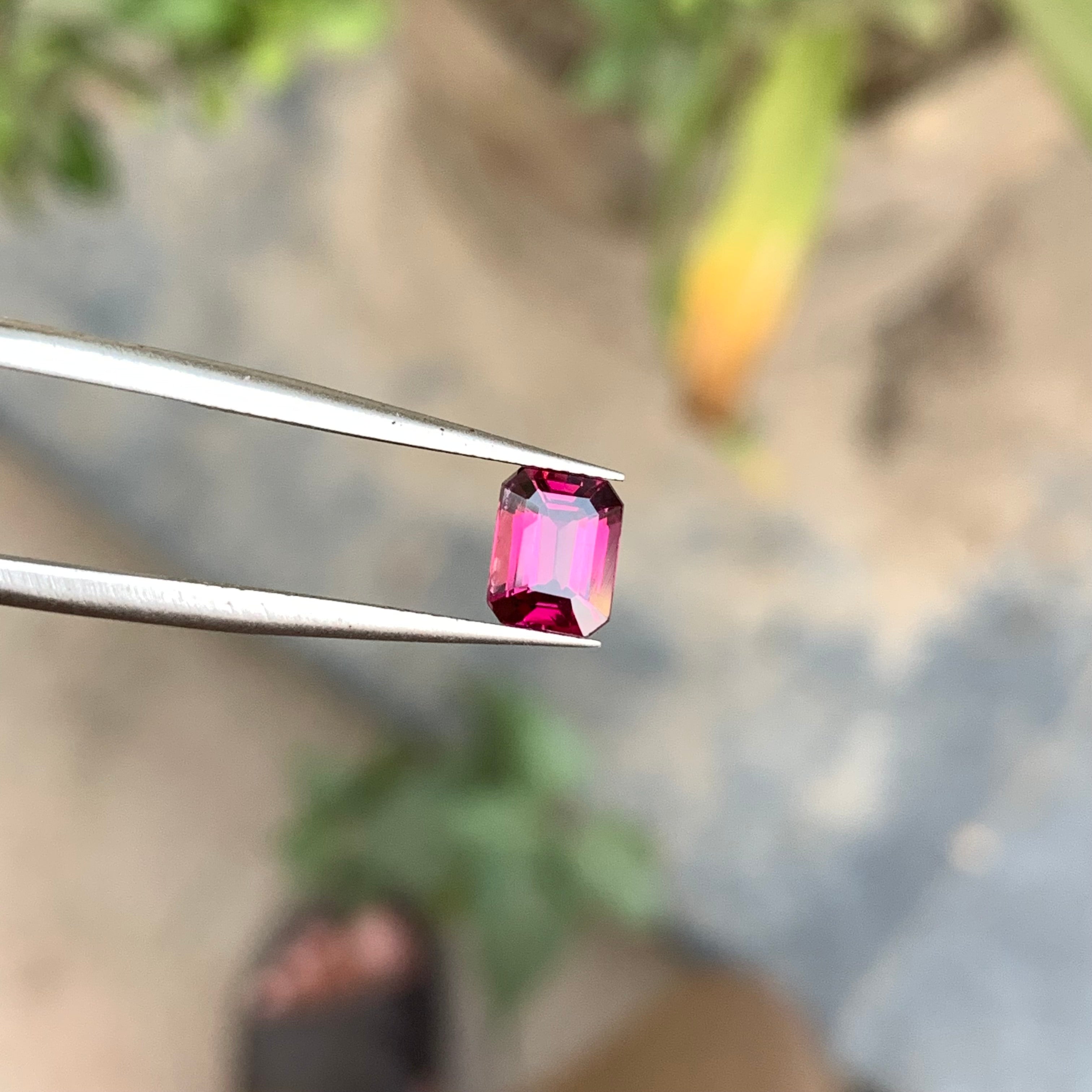 1.15 Carats Emerald Cut Hot Pink Rhodolite Garnet