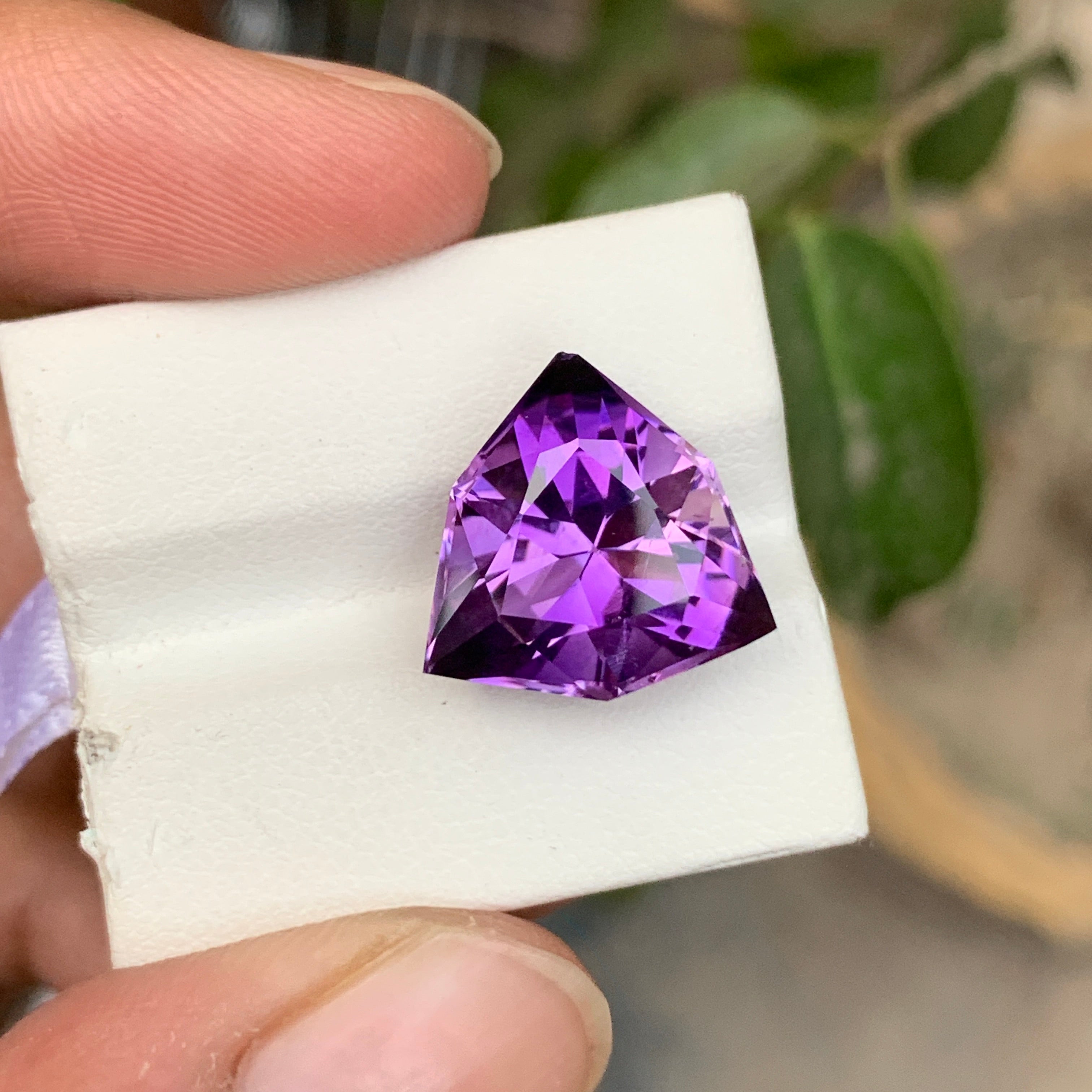 9.80 Carat Trillion Cut Amethyst – Natural African Faceted Purple Gemstone