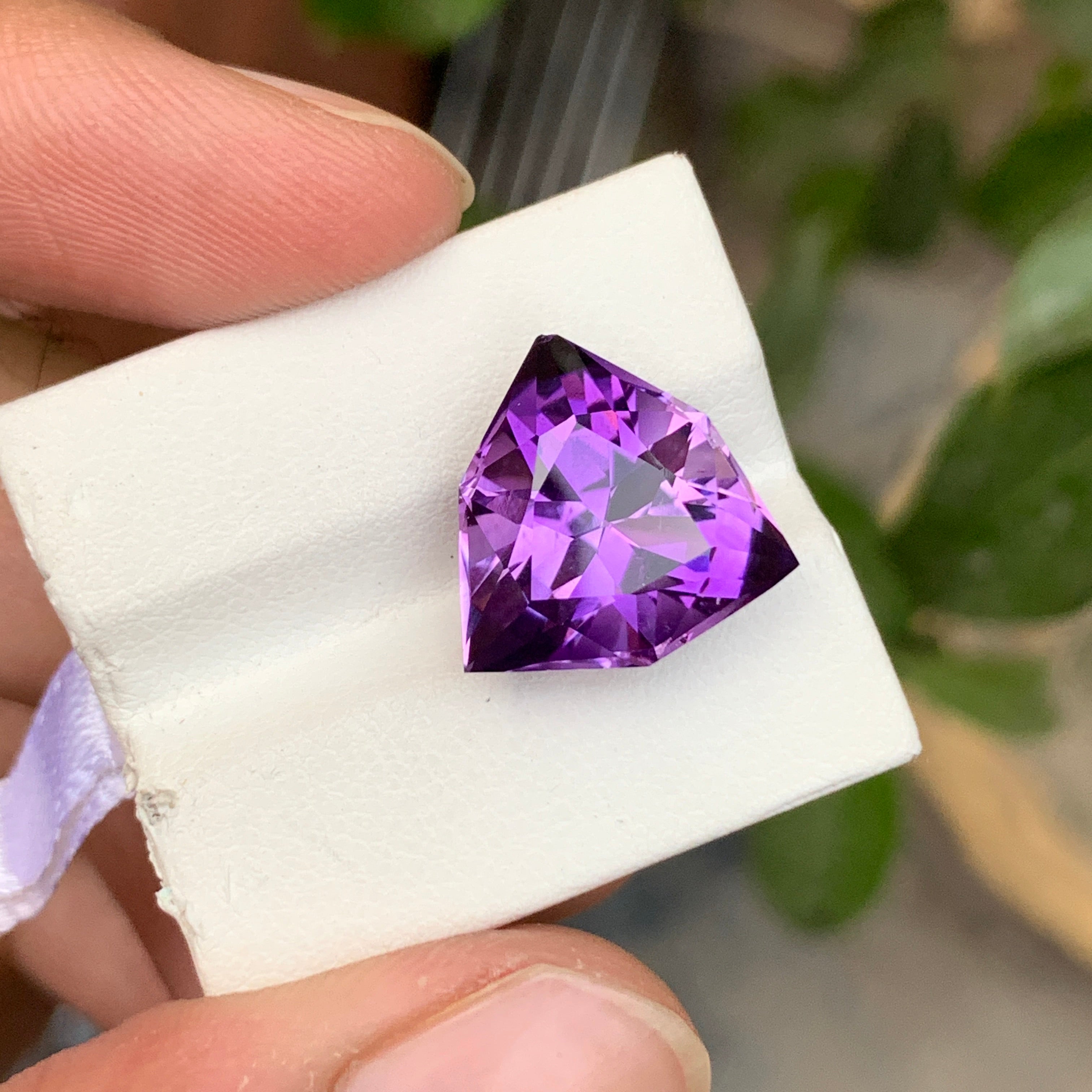 9.80 Carat Trillion Cut Amethyst – Natural African Faceted Purple Gemstone