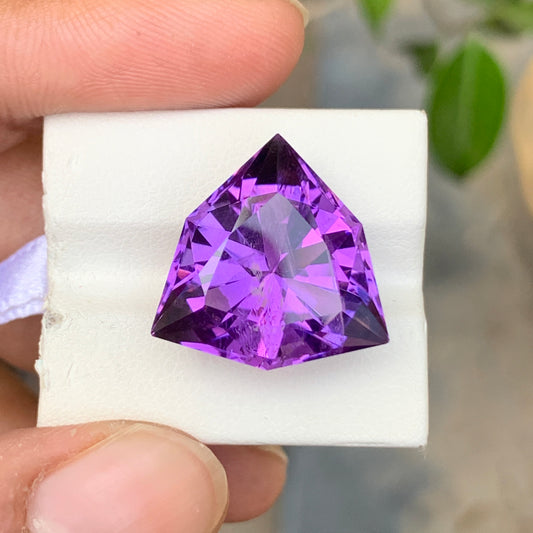 large african amethyst triangle shape gemstone close-up