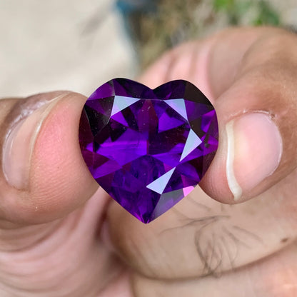 natural african amethyst heart cut large purple stone