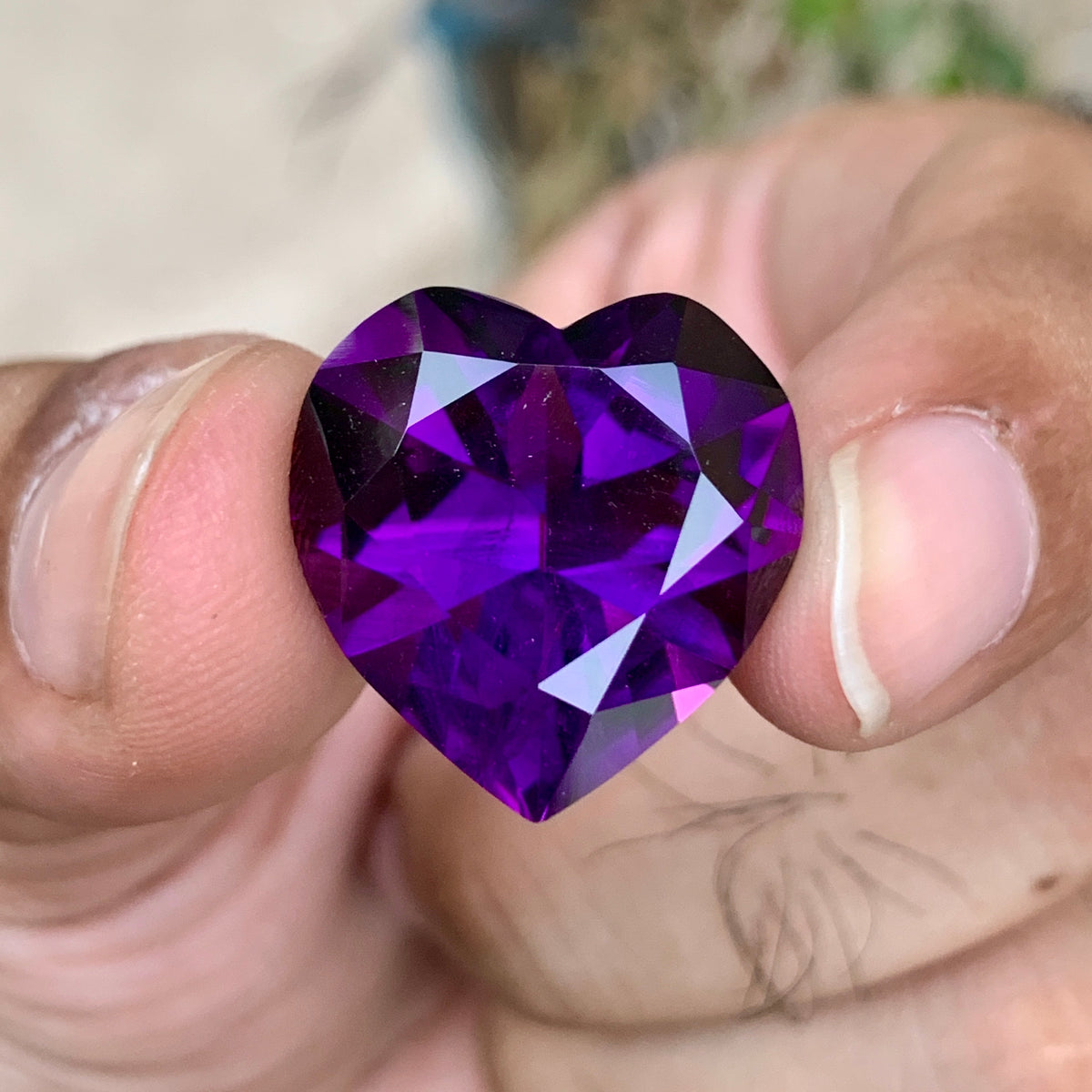 natural african amethyst heart cut large purple stone