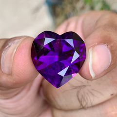 natural african amethyst heart cut large purple stone