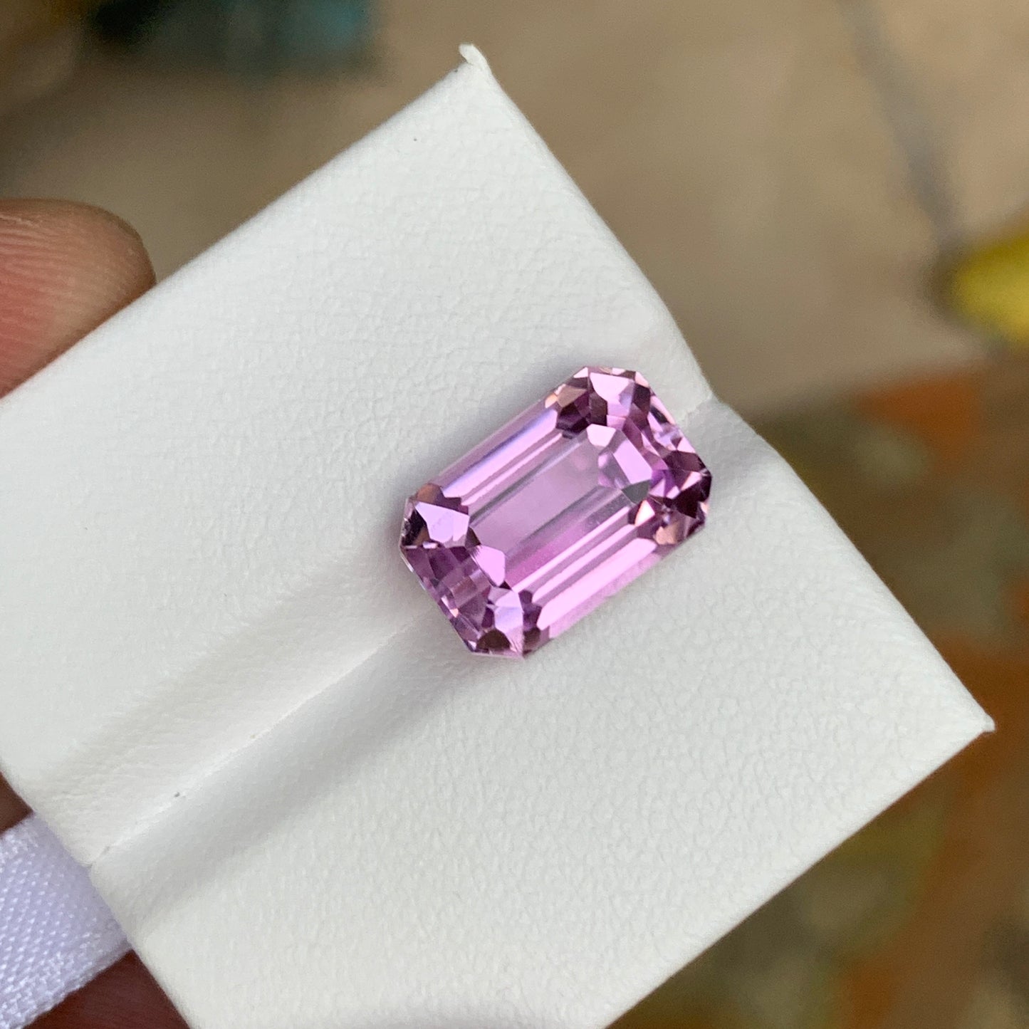 7.70 Carats Emerald Cut Kunzite Stone