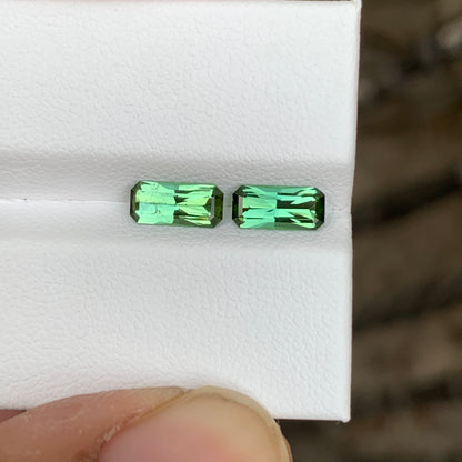 Green Tourmaline Pair Scissor Cut