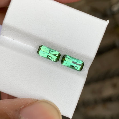 1.55 Carats Green Tourmaline Pair Scissor Cut