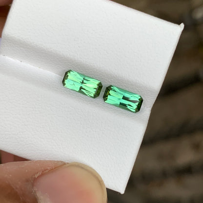 Green Tourmaline Pair Scissor Cut