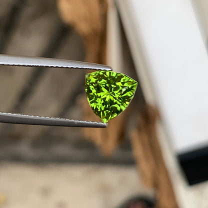3.15 Carats Precision Cut Trillion Peridot