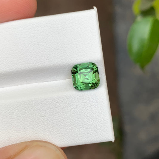 2.10 Carats Green Tourmaline Cushion Cut