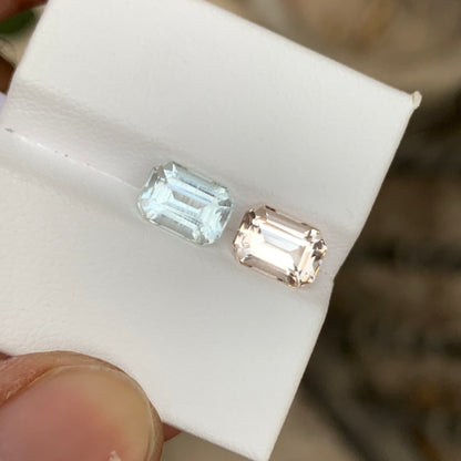 Morganite & Aquamarine Mismatch Pair