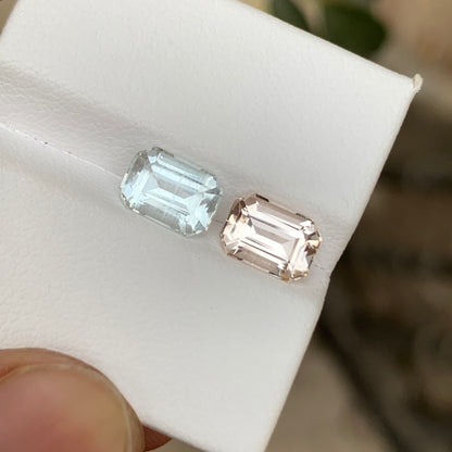 Morganite & Aquamarine Mismatch Pair