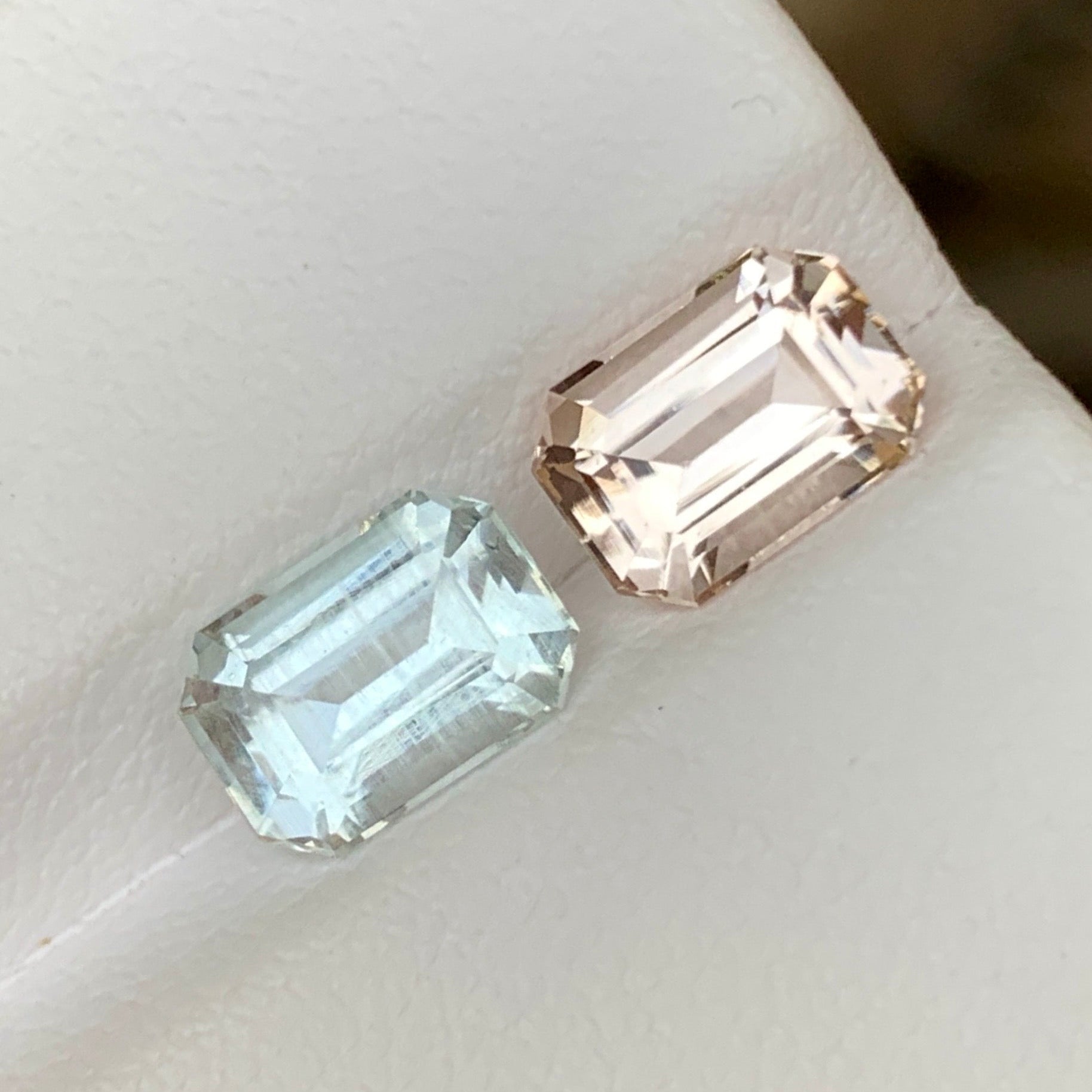Morganite & Aquamarine Mismatch Pair