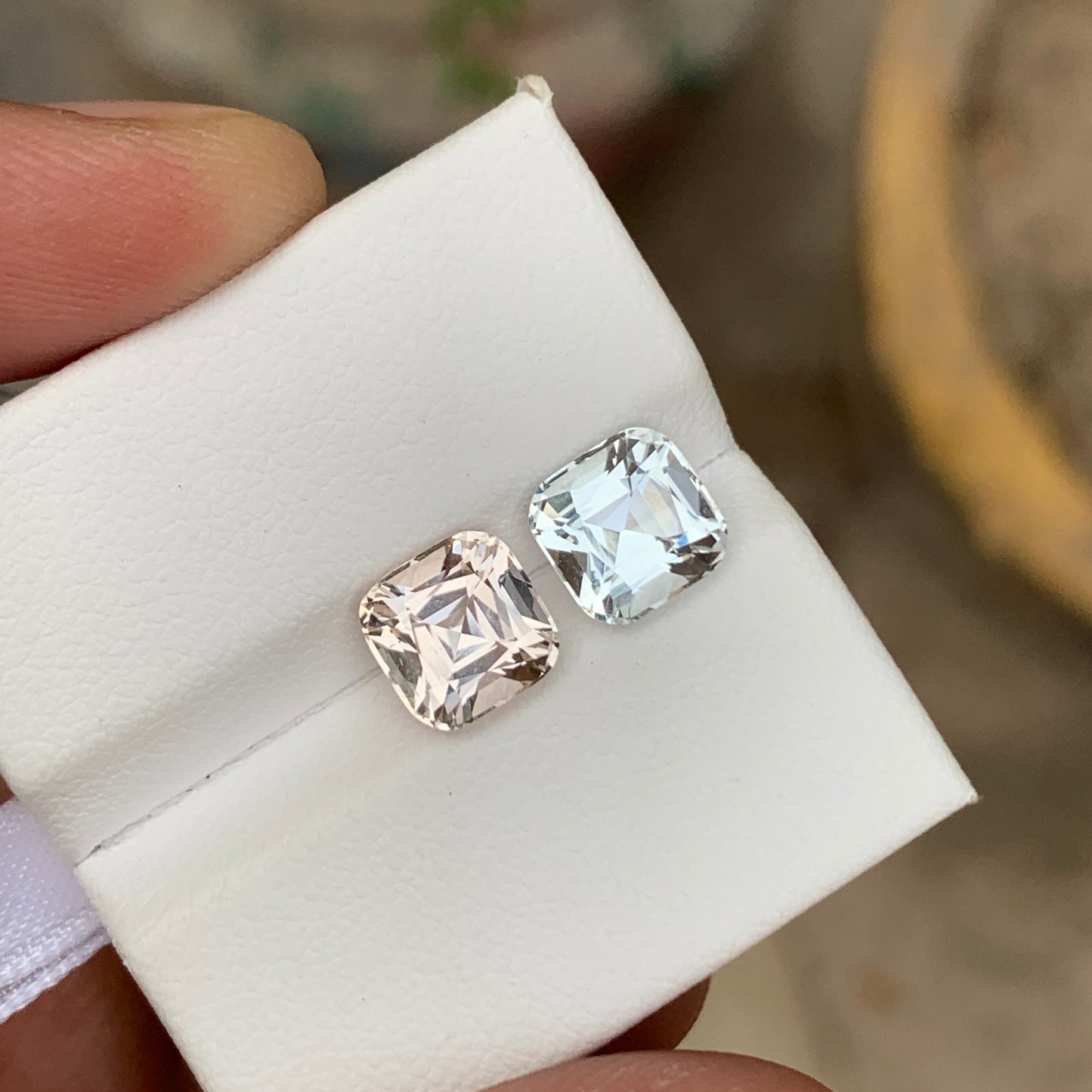 Morganite & Aquamarine Reverse Pair
