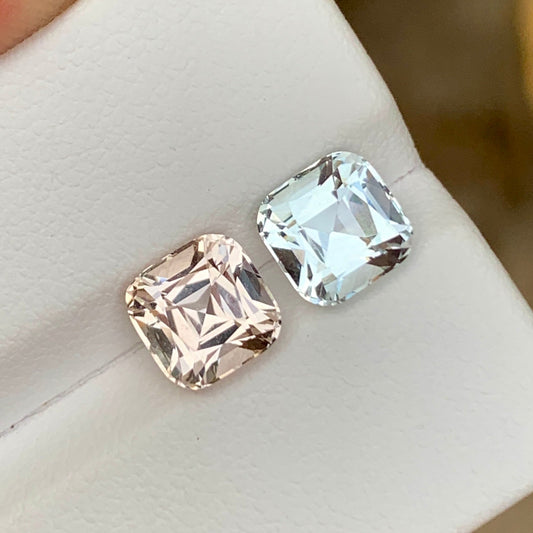 Morganite & Aquamarine Reverse Pair