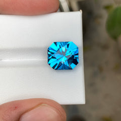 7.40 Ct Precision Cut Electric Blue Topaz | Natural Loose Blue Topaz Gemstone