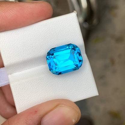 12.40 Ct Cushion Cut Electric Blue Topaz | Natural Loose Blue Topaz Gemstone