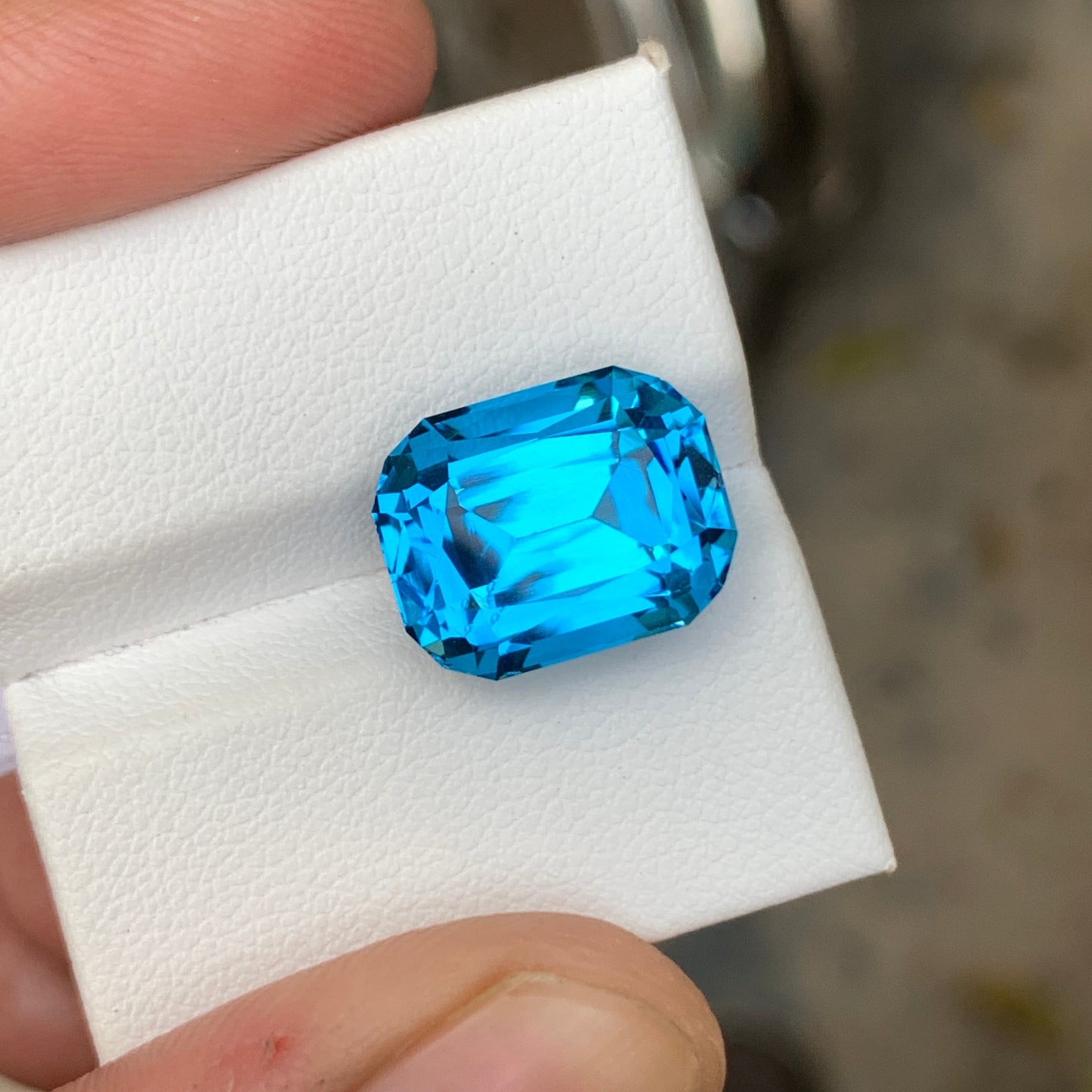 12.40 Ct Cushion Cut Electric Blue Topaz | Natural Loose Blue Topaz Gemstone