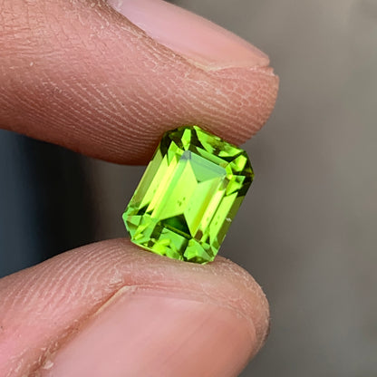 3.15 Ct Emerald Cut Loose Peridot Stone | Natural Peridot Gemstone for Sale