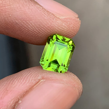 3.15 Ct Emerald Cut Loose Peridot Stone | Natural Peridot Gemstone for Sale