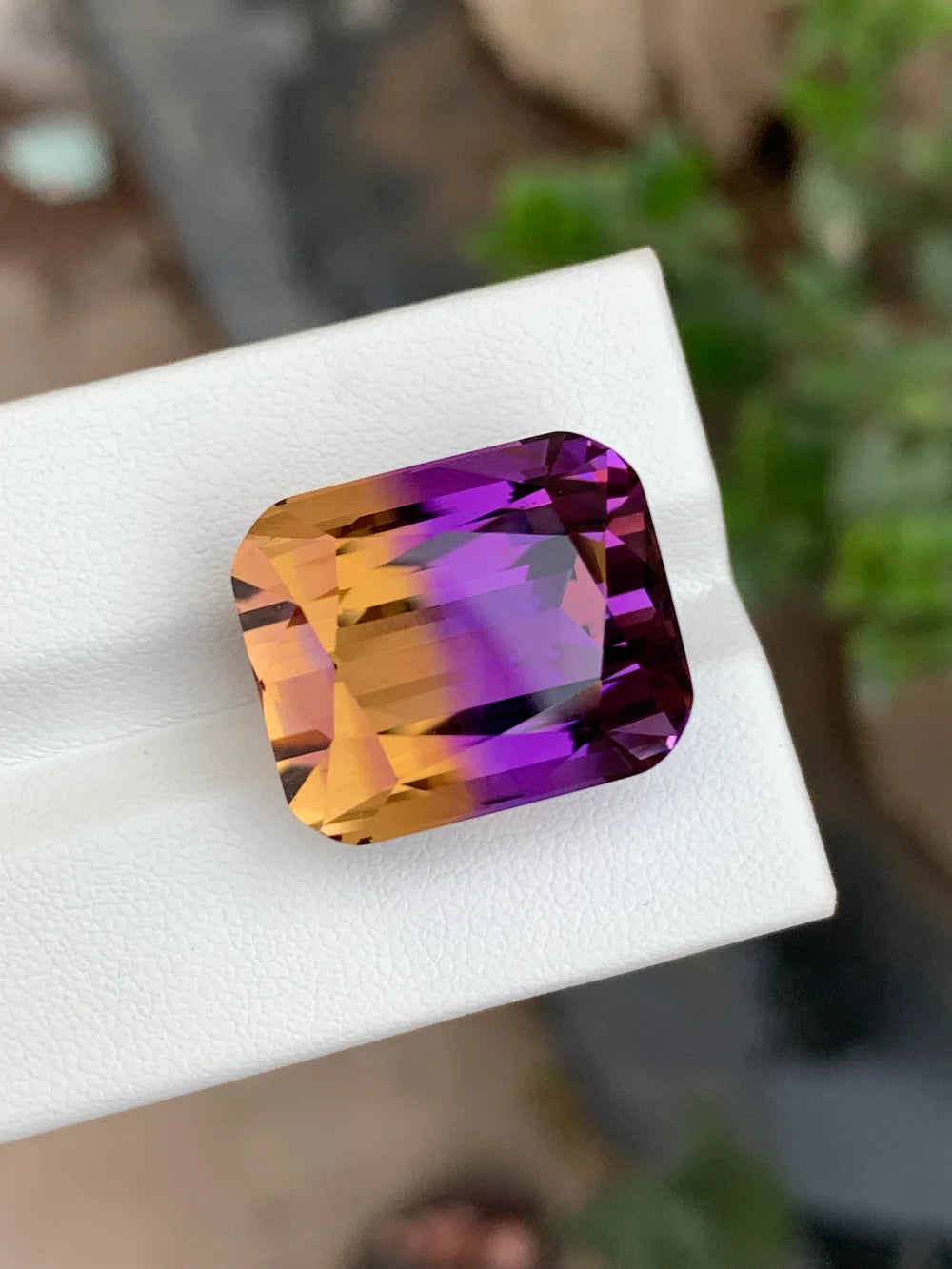 Cushion cut Bolivian Ametrine stone for collectors