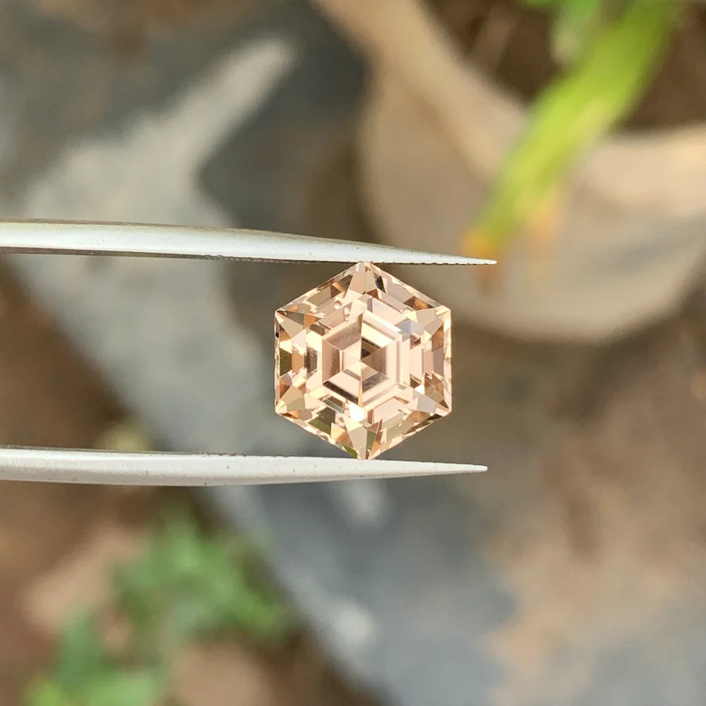 7.60 Carats Natural Imperial Topaz - Hexagonal Cut Golden Topaz From Katlang