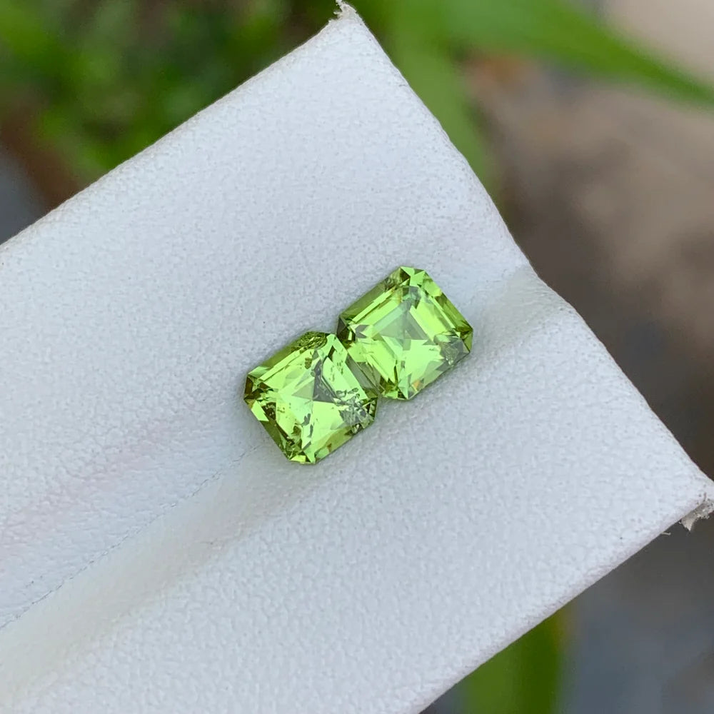 2.25 Ct Natural Peridot Pair – Square Cut Loose Gemstones