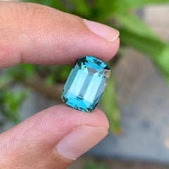 6.40 carat Blue Seafoam Tourmaline Cushion cut Afghan stone
