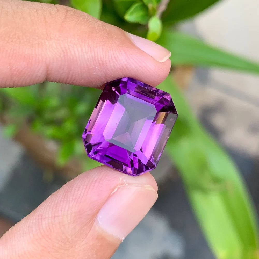 Purple Amethyst Gemstone Emerald Cut Loose Stone