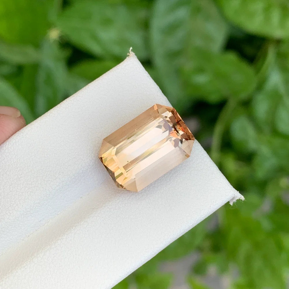 16.00 Ct Natural Golden Topaz Emerald Cut | Loose Topaz Stone from Skardu