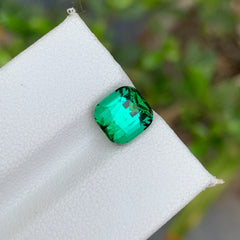 Natural bluish green Tourmaline gemstone with cushion cut shape