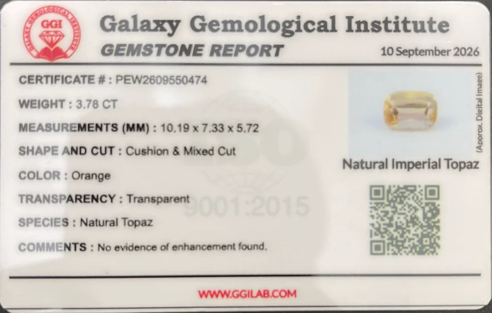 3.80 carat Golden Imperial Topaz Oval cut Pakistani gemstone