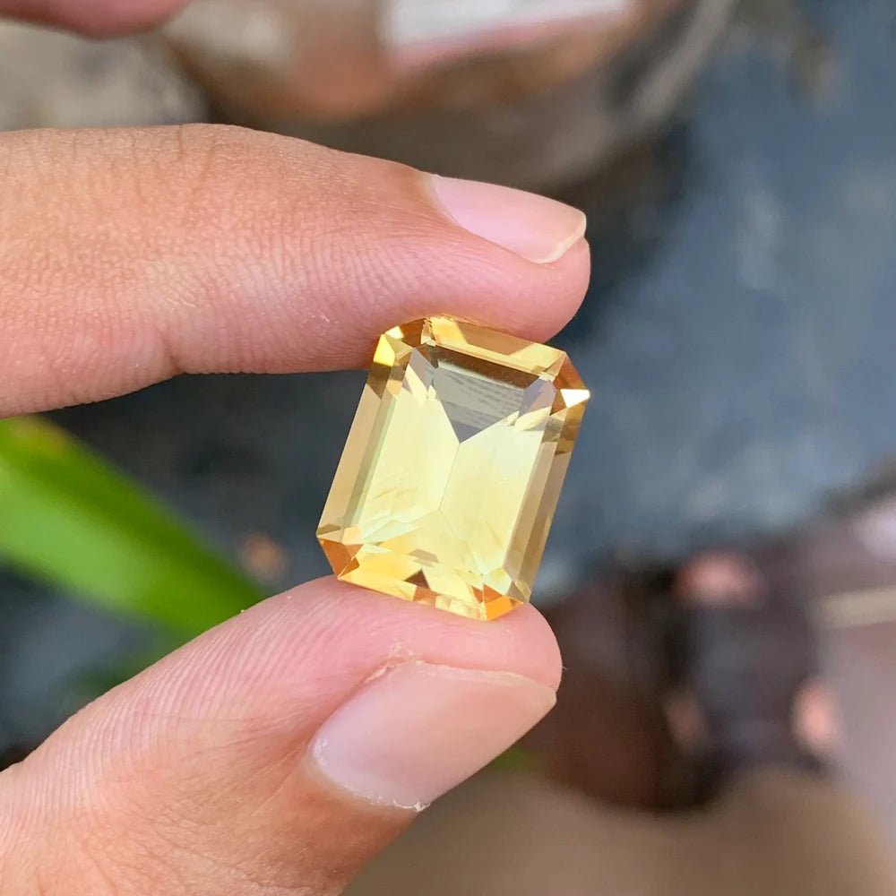 Golden Yellow Citrine Emerald Cut Loose Gemstone