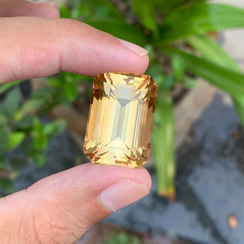 43.60 Ct Large Yellow Citrine | Emerald Cut Loose Gemstone