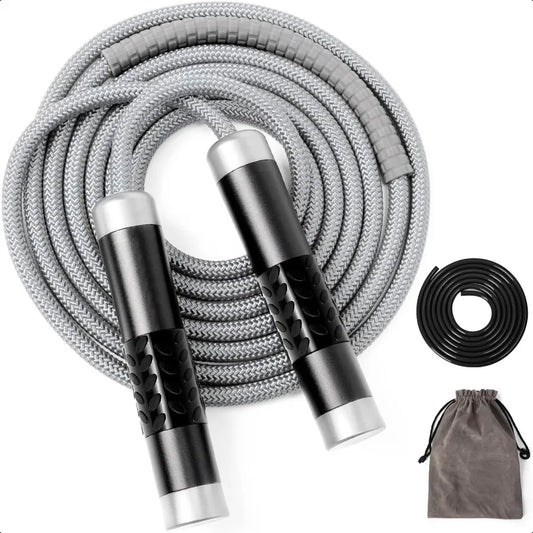 1LB Weighted Jump Ropes for fitn Women Men Free Ball Bearing Rapid Speed Skipping Jump Rope with Adjustable 9mm Cotton PVC Cord