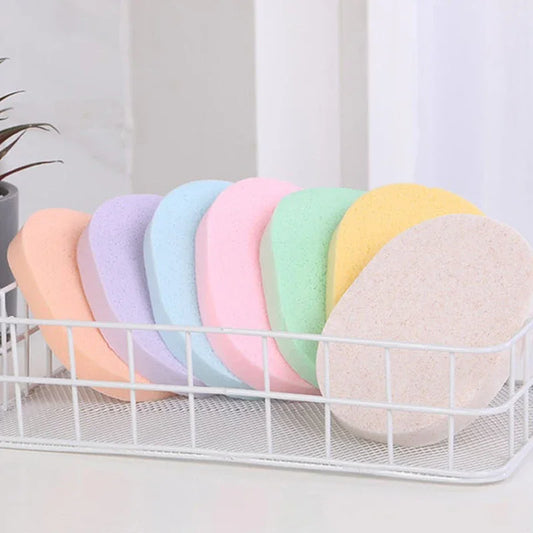 5pcs/lot Facial Washing Sponge Makeup Remover Natural Wood Pulp Sponge Cellulose Compress Cosmetic Puff Facial Cleansing Brush