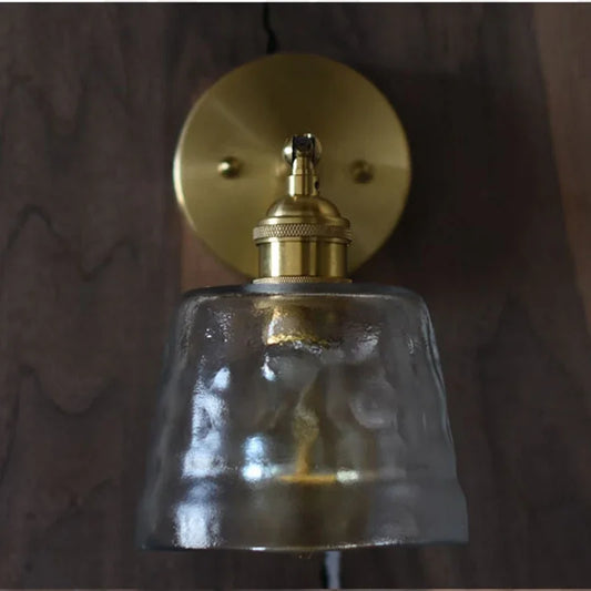 frosted hammered glass wall sconce lamp handmade nordic crystal dinning room hotel bar restaurant luxury copper brass cafe lamp