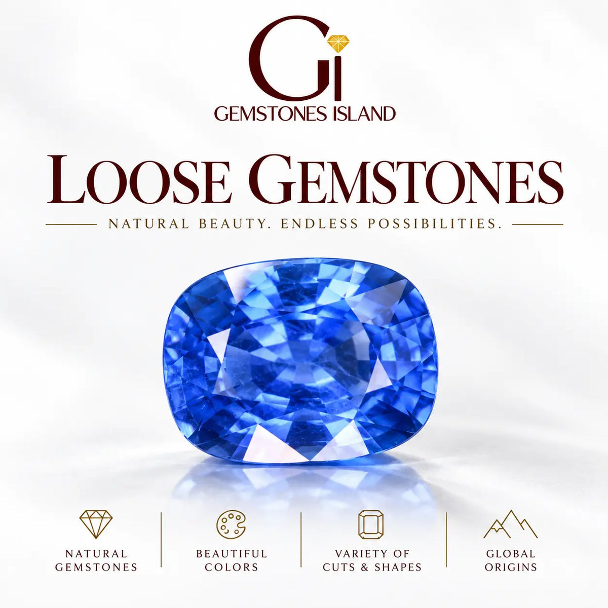 Loose gemstones for sale featuring natural blue gemstone